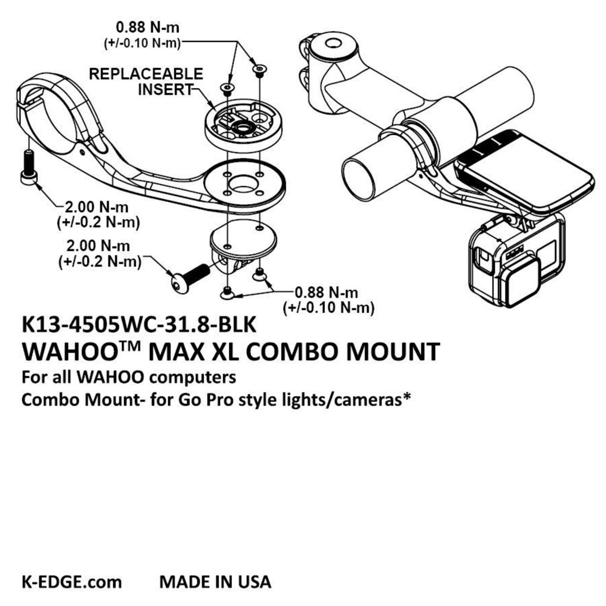 K-Edge Max XL Handlebar Wahoo Combo Mount