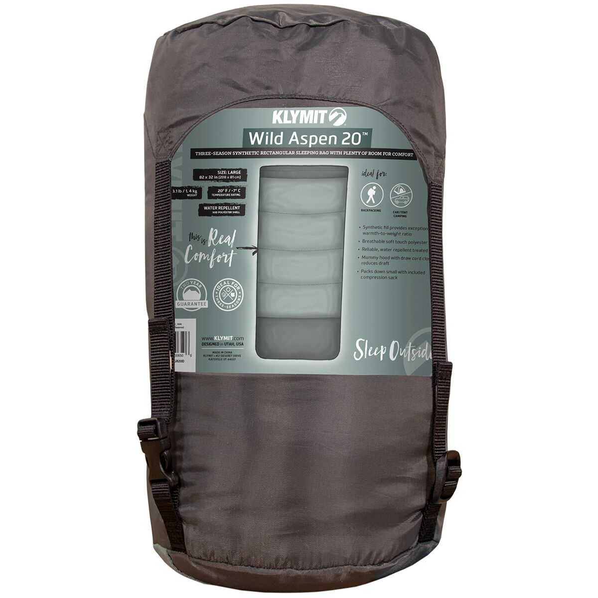 Klymit Wild Aspen 20 Rectangle Sleeping Bag Hike & Camp