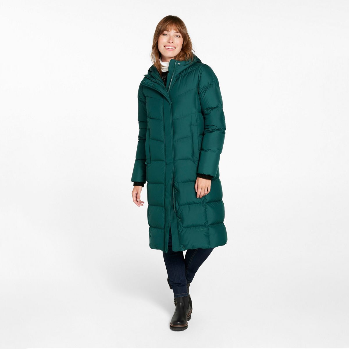 Женская куртка L.L.Bean Popham Puffer, цвет: Тёмный сосновый — фото 6