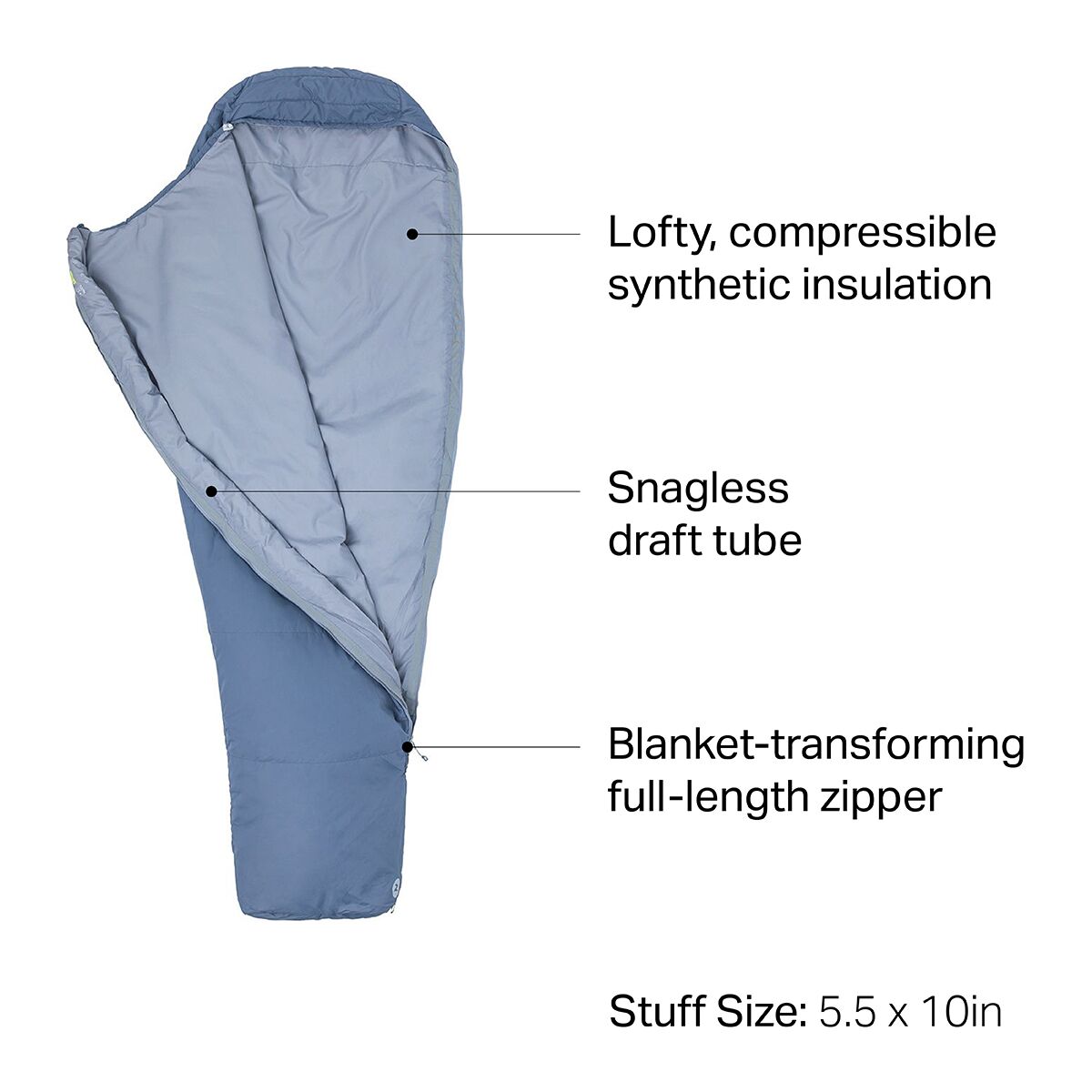 Marmot NanoWave 55 Sleeping Bag 55F Synthetic Hike & Camp