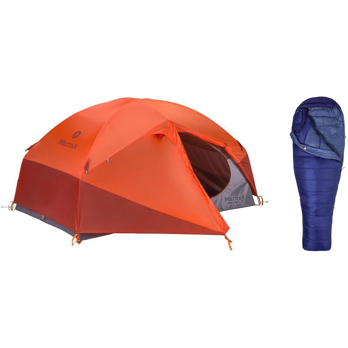 Marmot Limelight 2P Tent + Women's Ouray 0 Sleeping Bag Bundle Hike