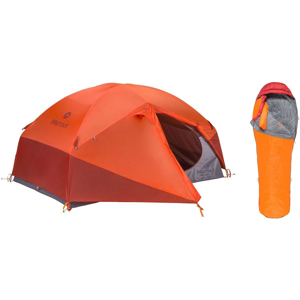 Marmot Limelight 2P Tent + Never Summer 0 Sleeping Bag Bundle Hike & Camp