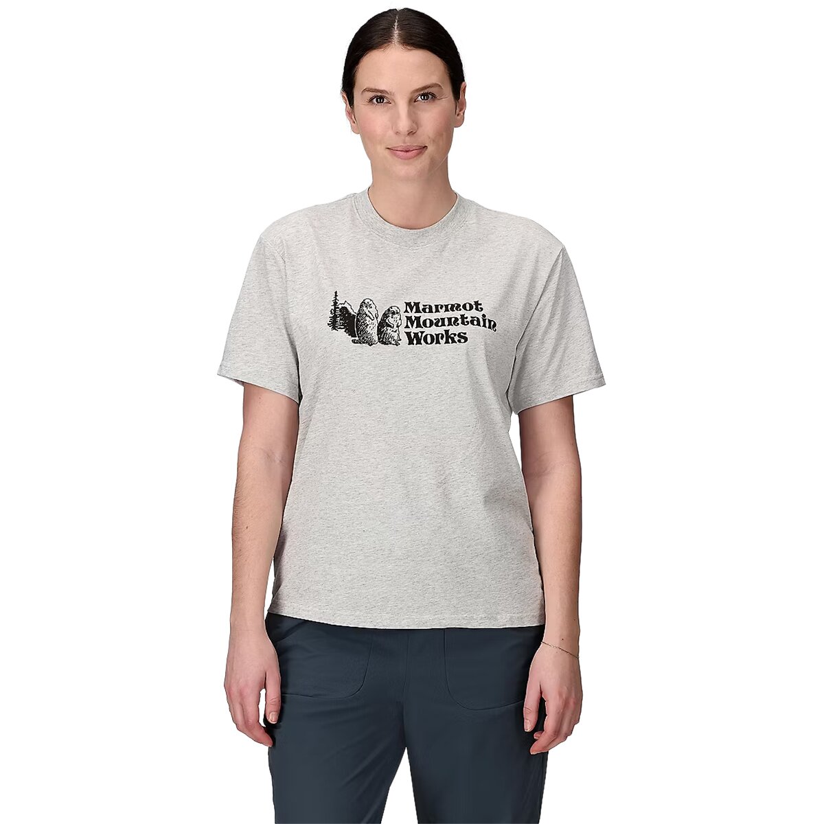 Женская футболка Marmot MMW Short-Sleeve, цвет: Светлый серый меланжевый — фото 1