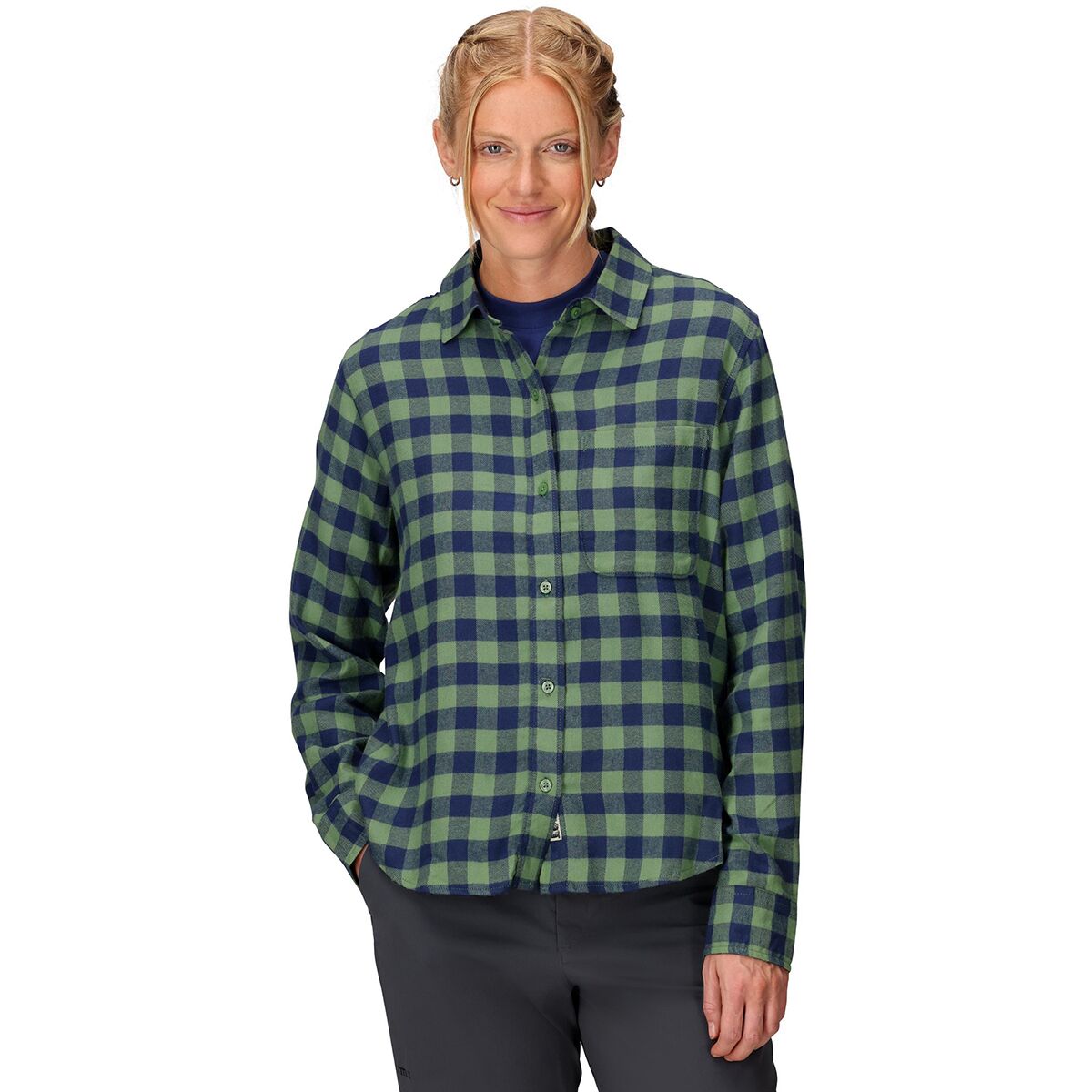 Женская рубашка Marmot Lightweight Flannel, цвет: Зелёный — фото 1