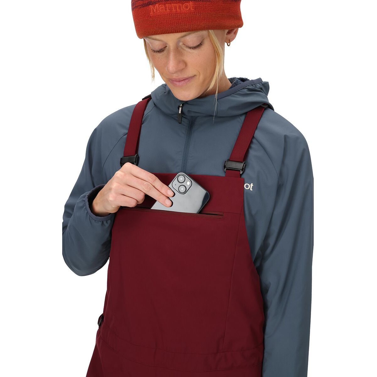 Женские брюки Marmot Orion GORE-TEX Bib Pant, цвет: Ягодный — фото 5