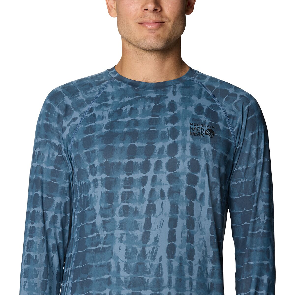 Мужская рубашка Mountain Hardwear Crater Lake Long-Sleeve Crew, цвет: Синий с принтом — фото 3