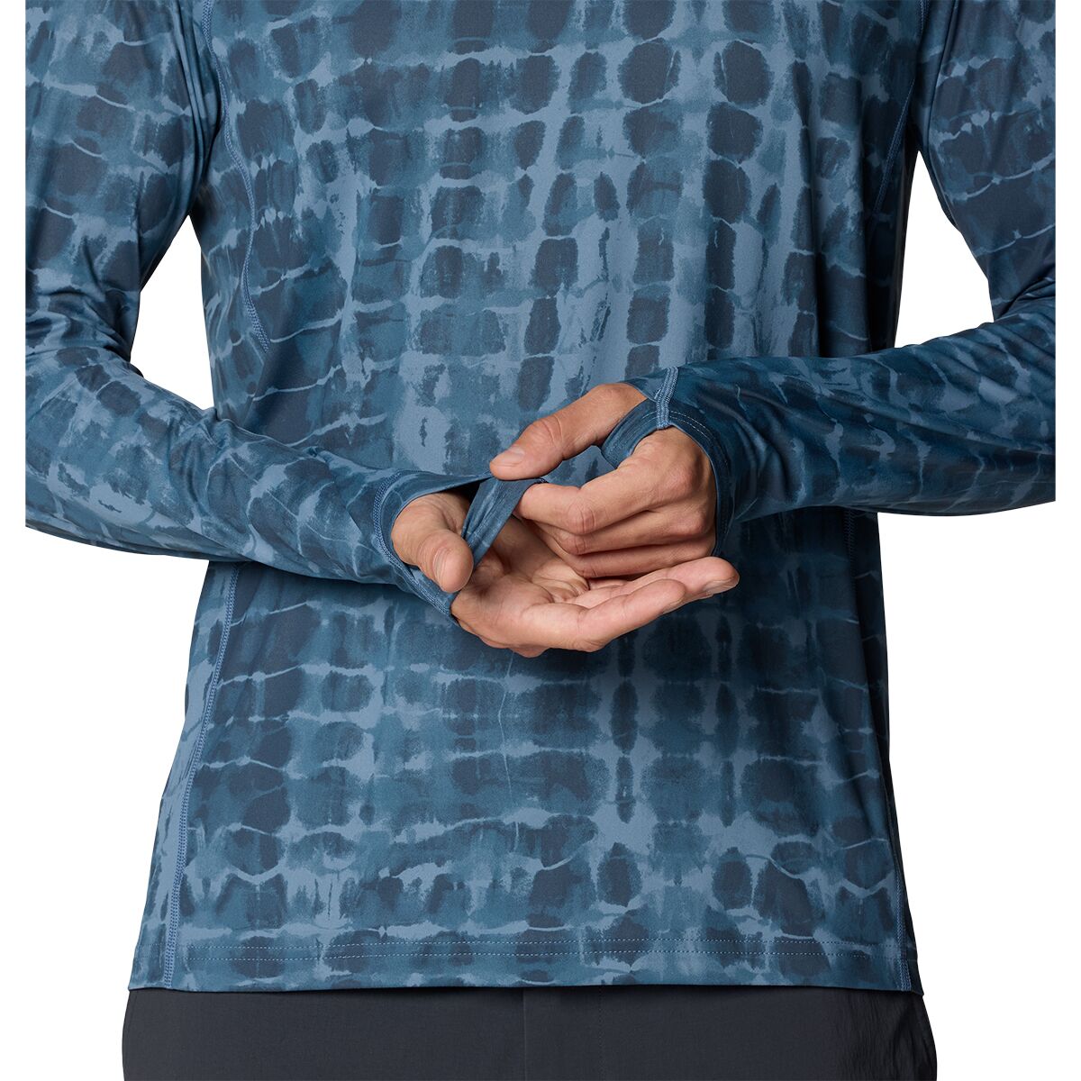 Мужская рубашка Mountain Hardwear Crater Lake Long-Sleeve Crew, цвет: Синий с принтом — фото 4
