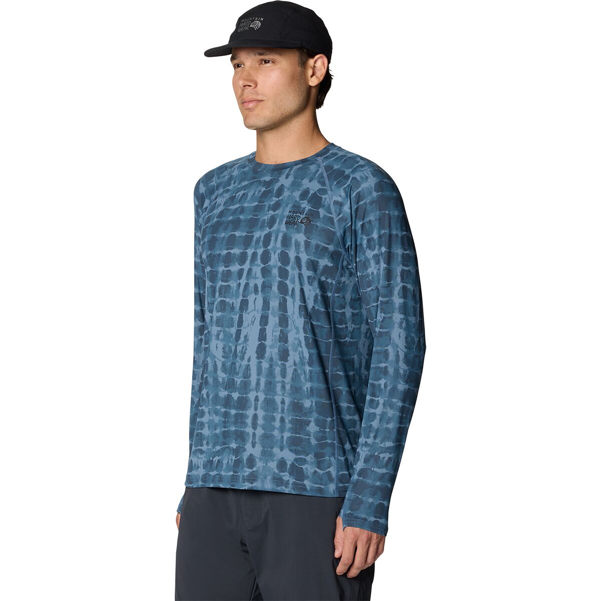 Мужская рубашка Mountain Hardwear Crater Lake Long-Sleeve Crew, цвет: Синий с принтом — фото 5