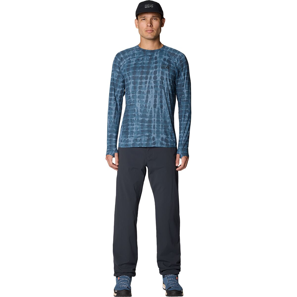 Мужская рубашка Mountain Hardwear Crater Lake Long-Sleeve Crew, цвет: Синий с принтом — фото 7