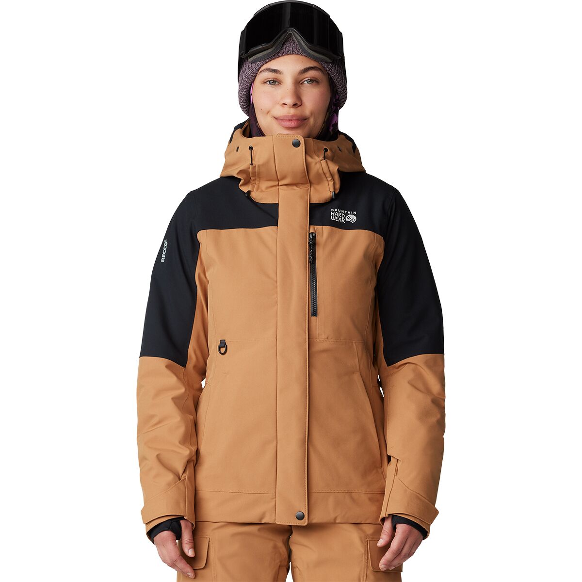 Женская куртка Mountain Hardwear Powder Maven, цвет: Медный глиняный / Чёрный