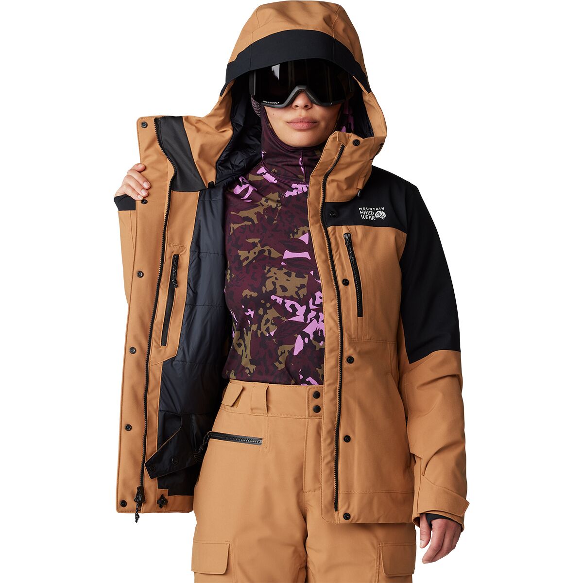 Женская куртка Mountain Hardwear Powder Maven, цвет: Медный глиняный / Чёрный — фото 9