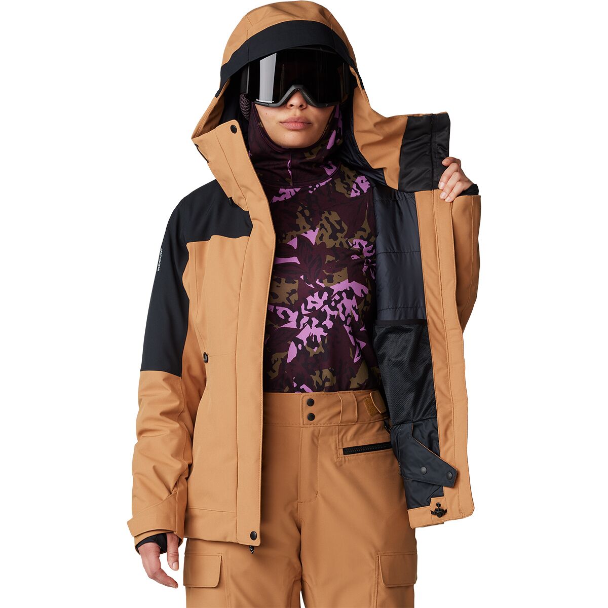 Женская куртка Mountain Hardwear Powder Maven, цвет: Медный глиняный / Чёрный — фото 10