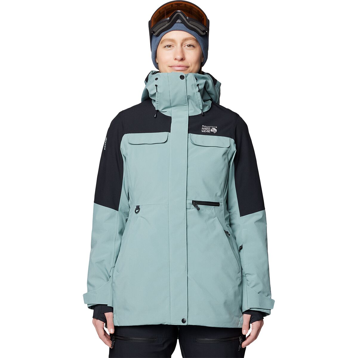 Женская куртка Mountain Hardwear Powder Maven, цвет: Синий шалфейный / Чёрный
