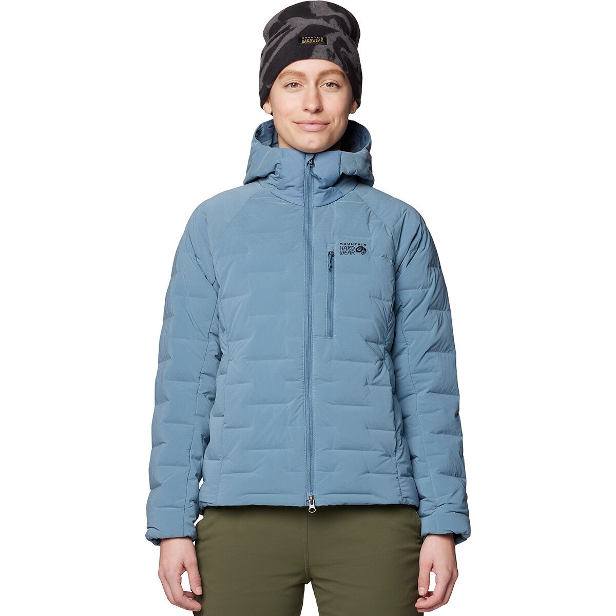 Женская куртка Mountain Hardwear Stretchdown Hooded, цвет: Синий меланжевый