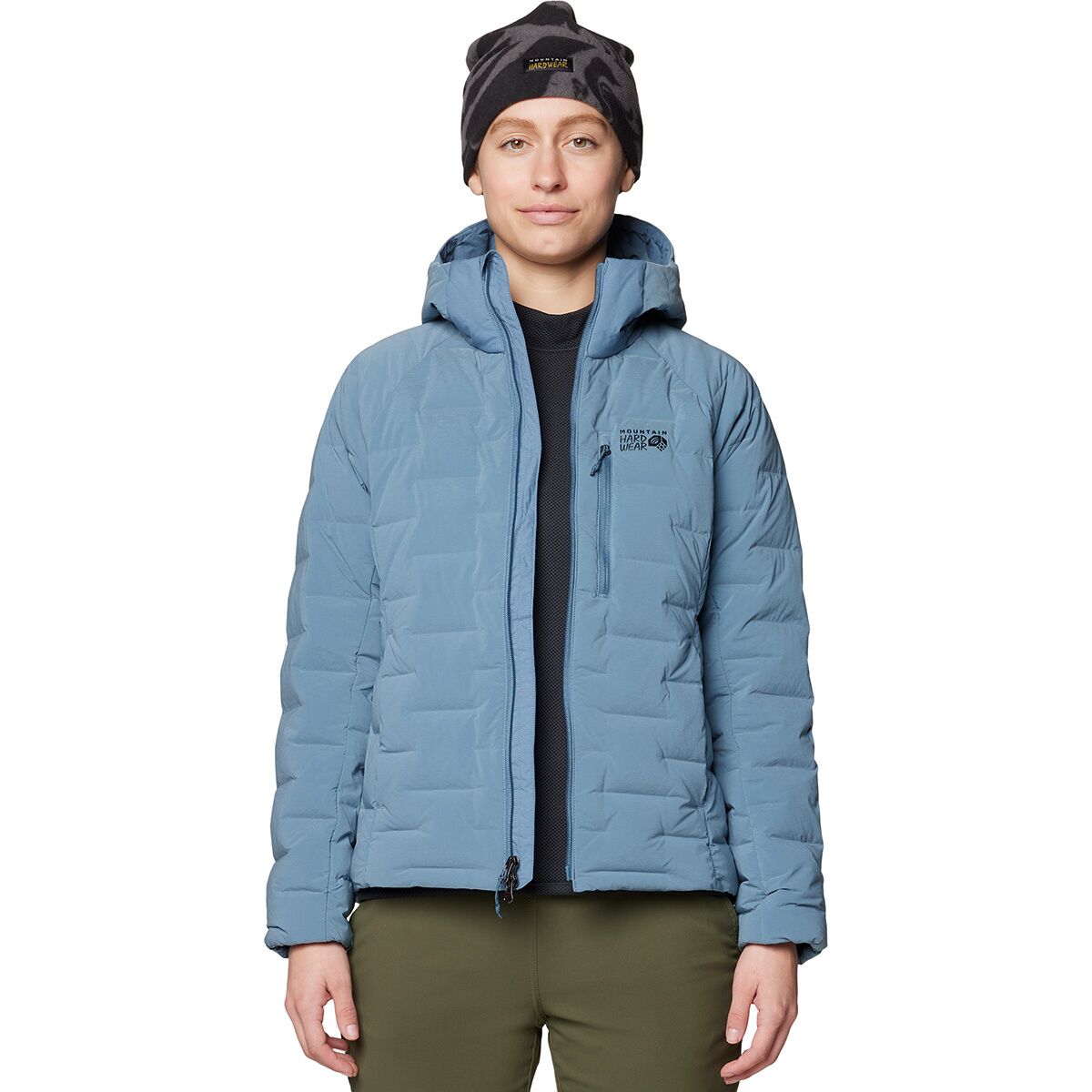 Женская куртка Mountain Hardwear Stretchdown Hooded, цвет: Синий меланжевый — фото 3