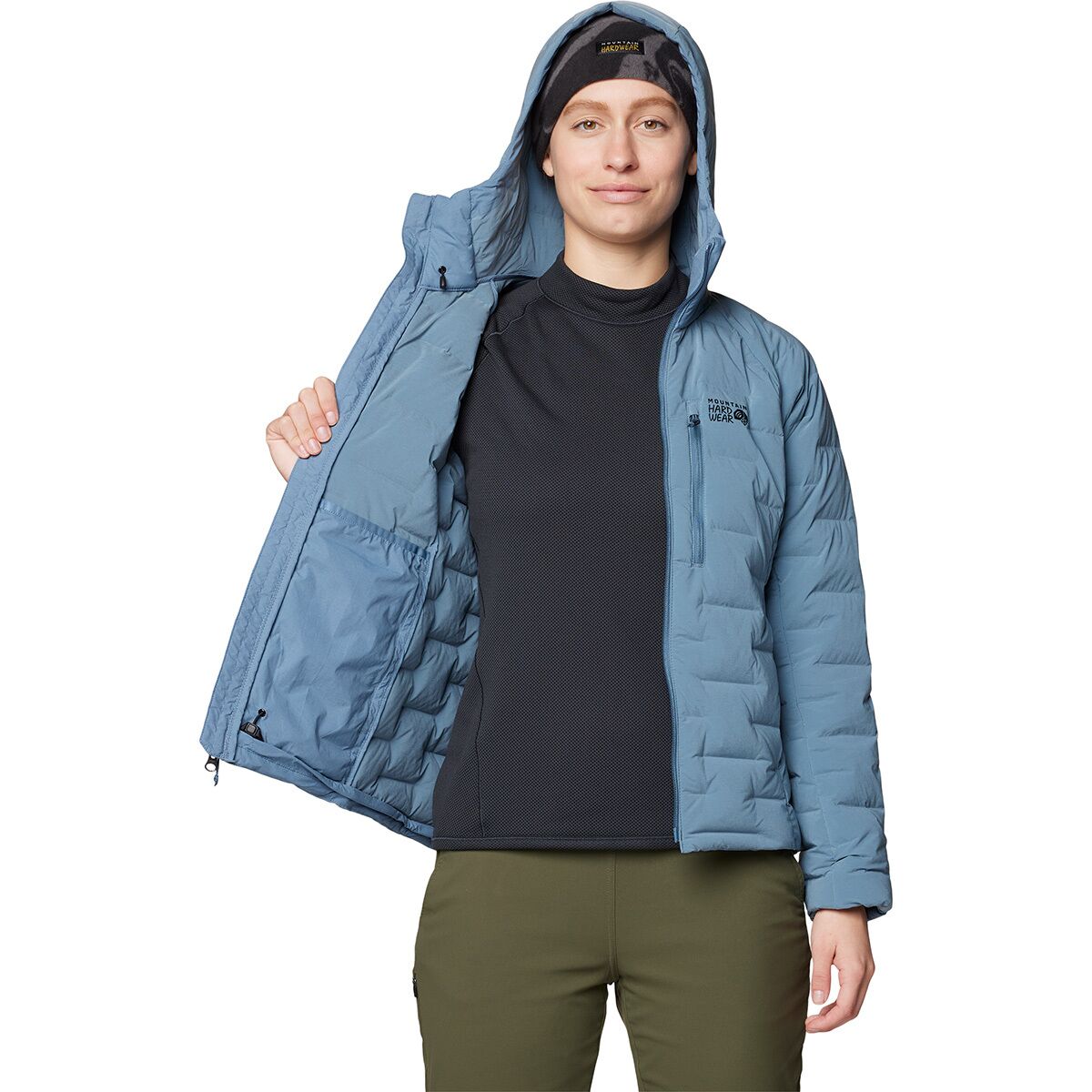 Женская куртка Mountain Hardwear Stretchdown Hooded, цвет: Синий меланжевый — фото 4