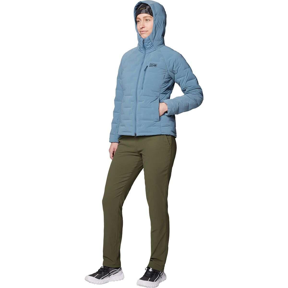 Женская куртка Mountain Hardwear Stretchdown Hooded, цвет: Синий меланжевый — фото 9