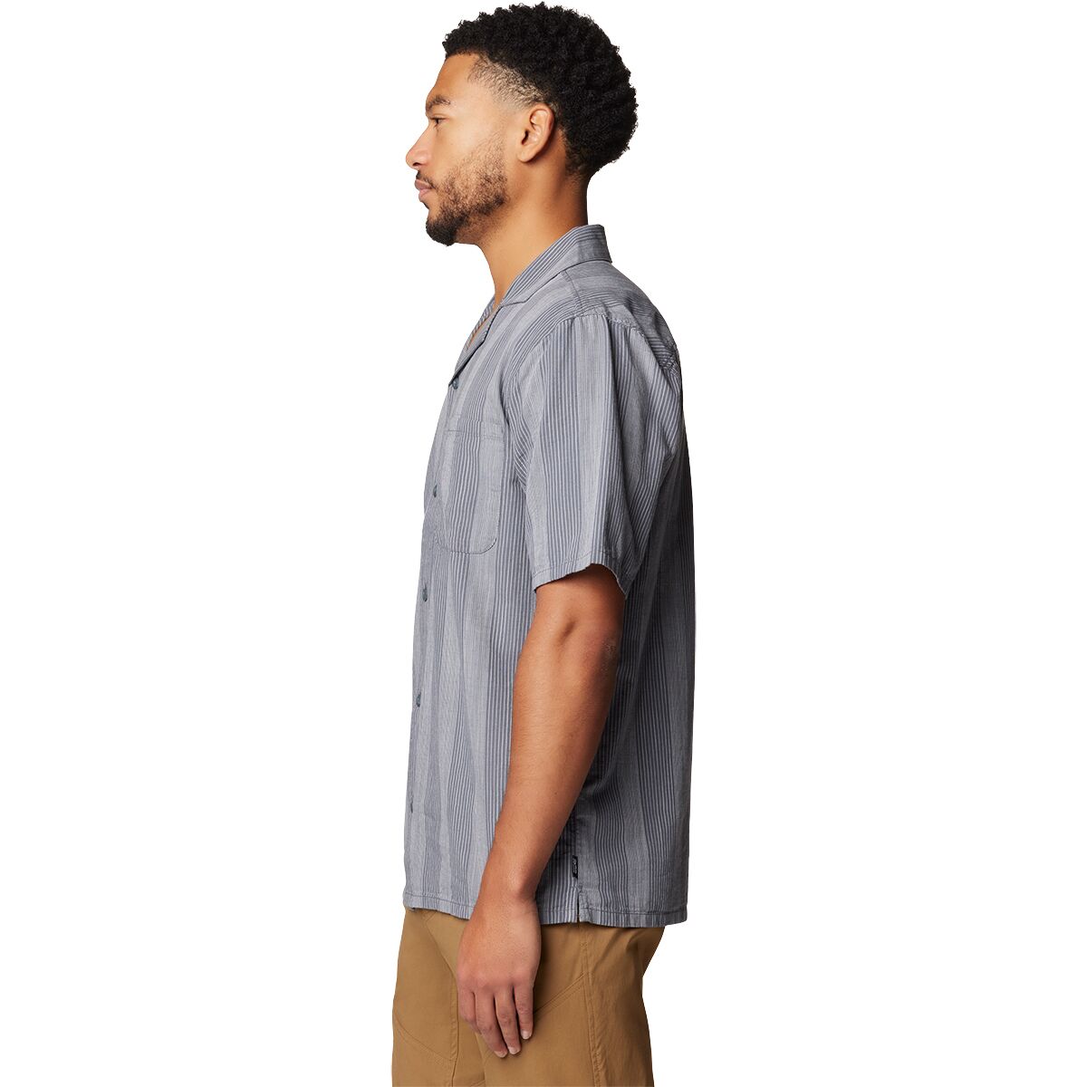 Мужская рубашка Mountain Hardwear Cottonwood Camp Lite Short-Sleeve, цвет: Графитовый полосатый — фото 2