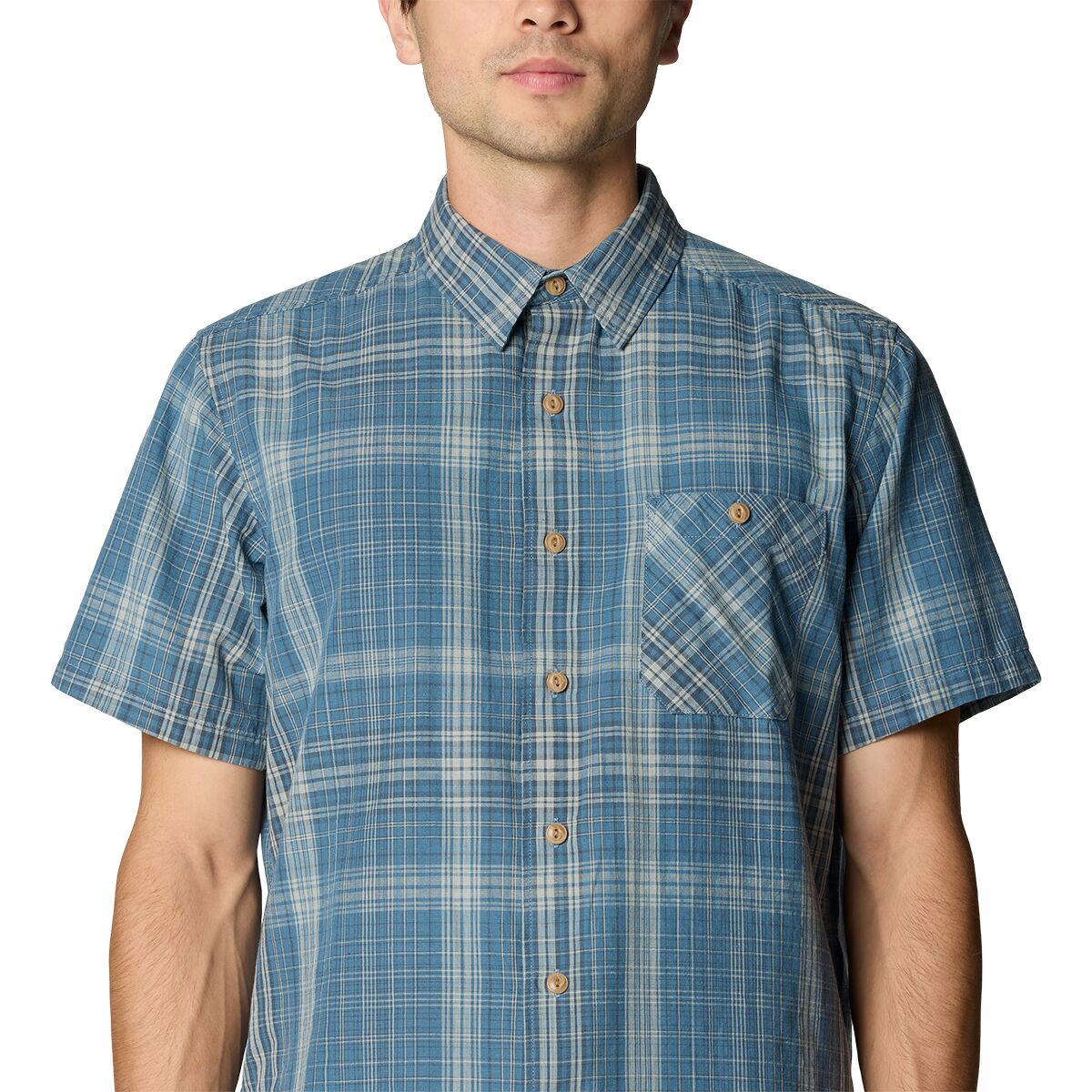 Мужская рубашка Mountain Hardwear Cottonwood Lite Short-Sleeve, цвет: Синий клетчатый — фото 4