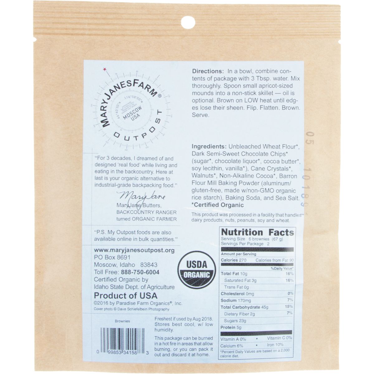 Mary Janes Farm Organic Brownies Hike & Camp