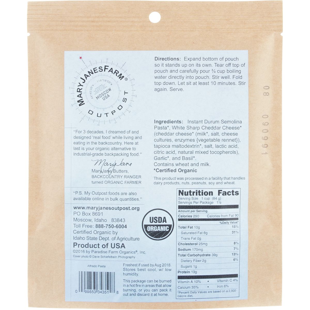 Mary Janes Farm Organic Alfredo Pasta Hike & Camp