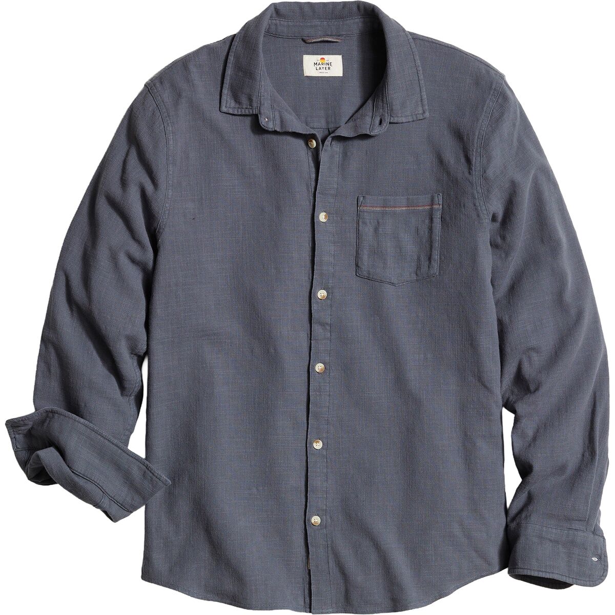 Мужская рубашка Marine Layer Solid GD Stretch Selvage Long-Sleeve Shirt, цвет: Чернильный — фото 3