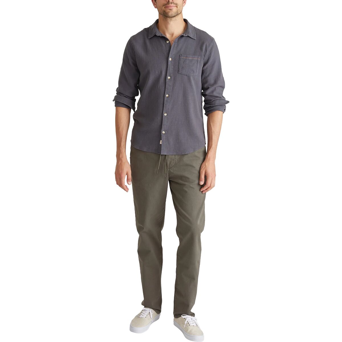 Мужская рубашка Marine Layer Solid GD Stretch Selvage Long-Sleeve Shirt, цвет: Чернильный — фото 5