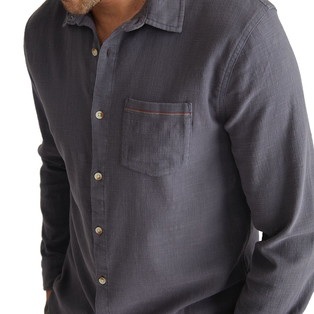 Мужская рубашка Marine Layer Solid GD Stretch Selvage Long-Sleeve Shirt, цвет: Чернильный — фото 6