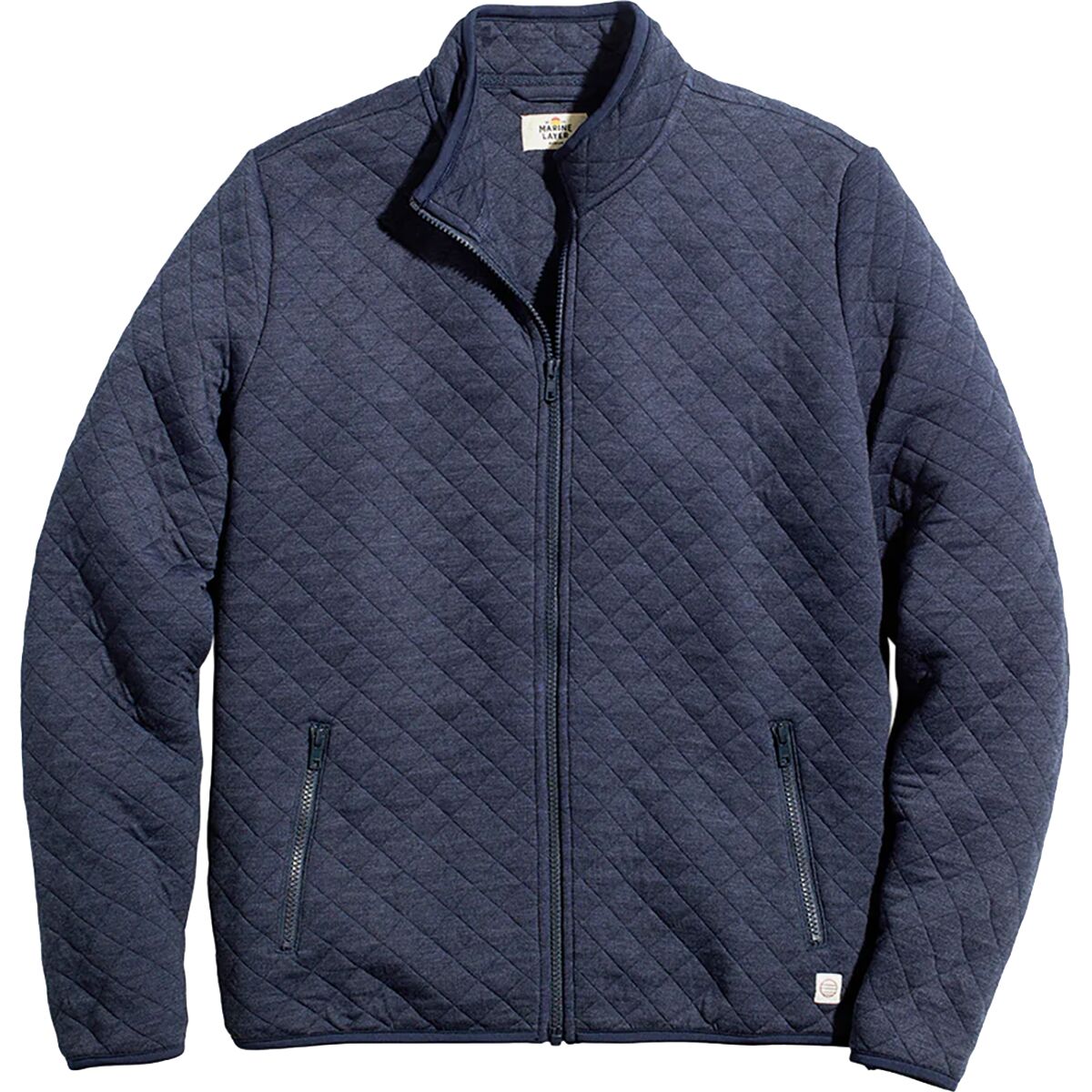 Мужская куртка Marine Layer Corbet Diamond Quilt Full Zip, цвет: Тёмно-синий — фото 3