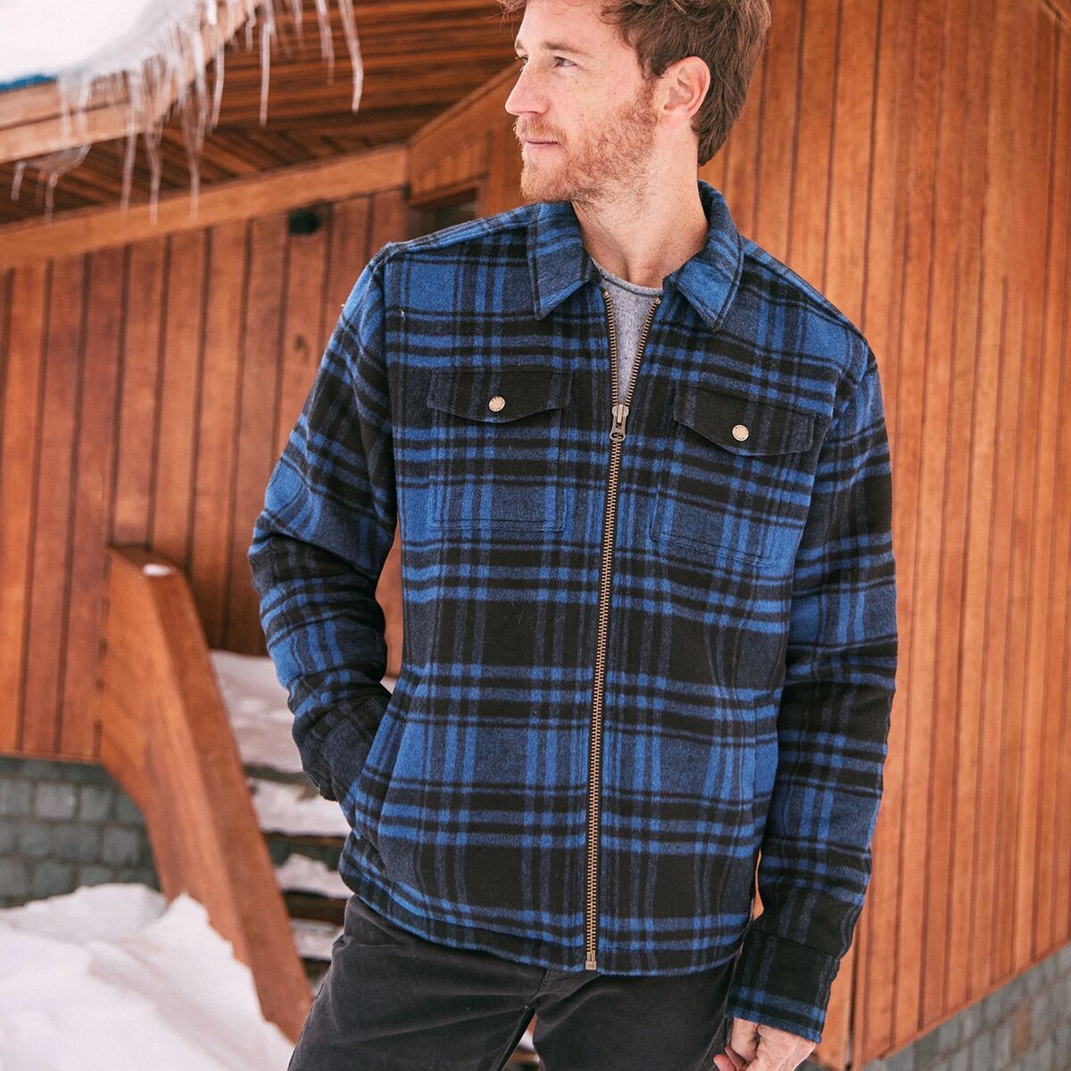 Marine Layer Plaid Zip Jacket Men s Clothing