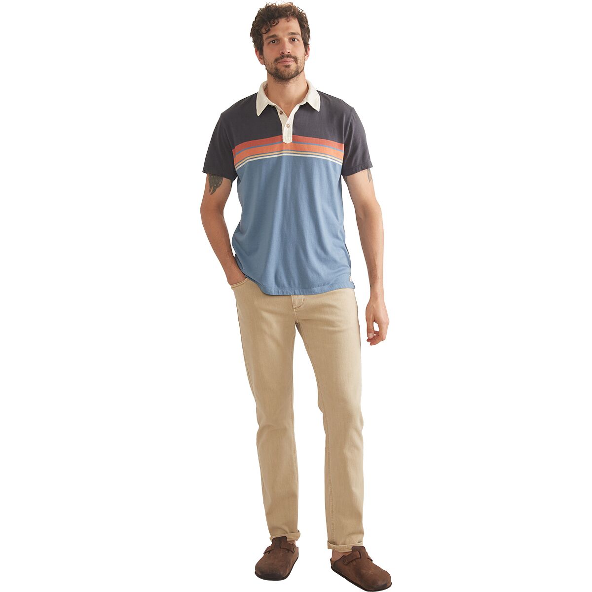 Marine Layer Short-Sleeve Engineered Stripe Polo -...