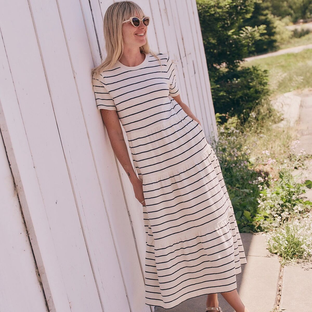 Marine Layer Slub Midi Tier Stripe Dress - Women´s