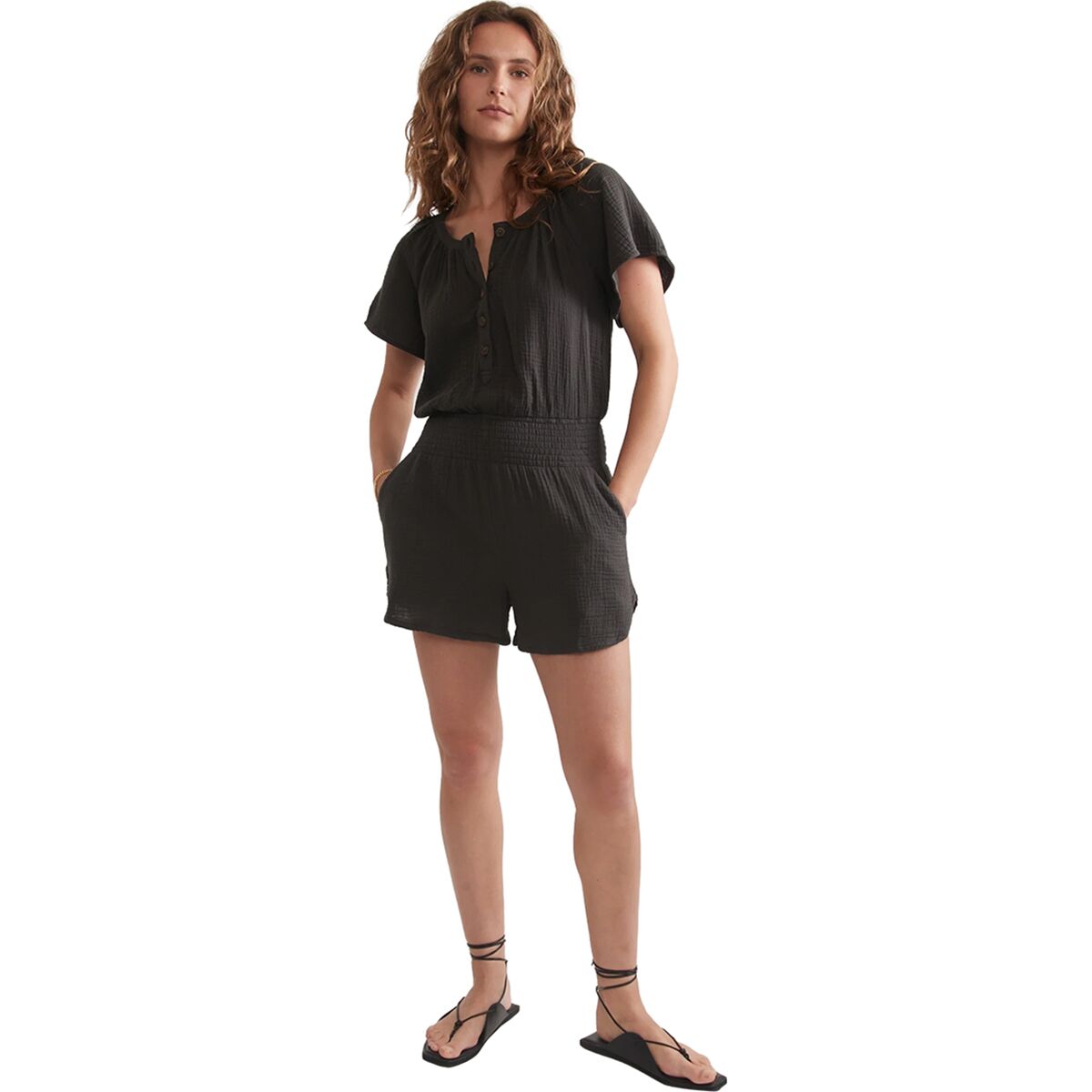 Marine Layer Short-Sleeve Double Cloth Romper - Women´s