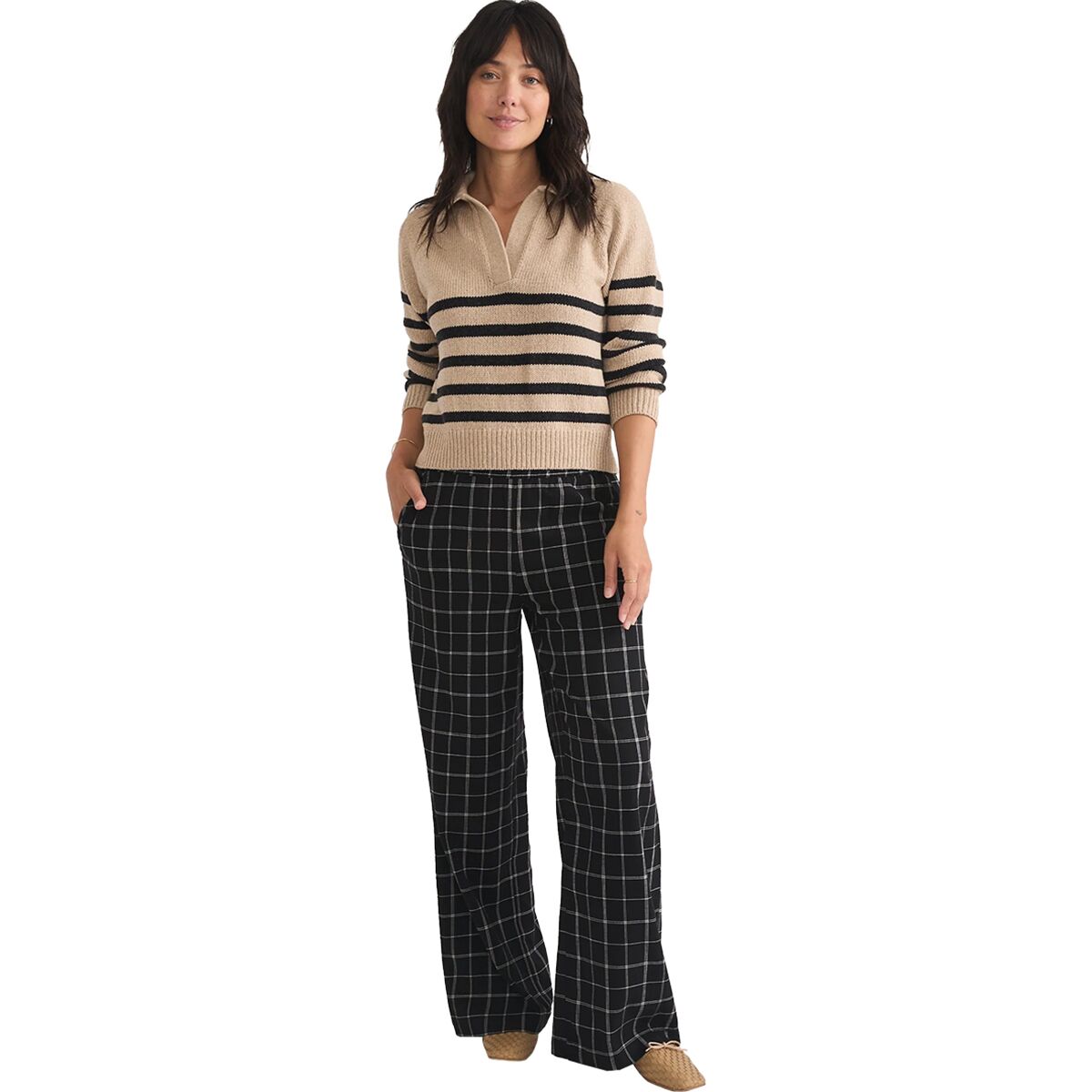 Marine Layer Relaxed Polo Stripe Sweater - Women´s