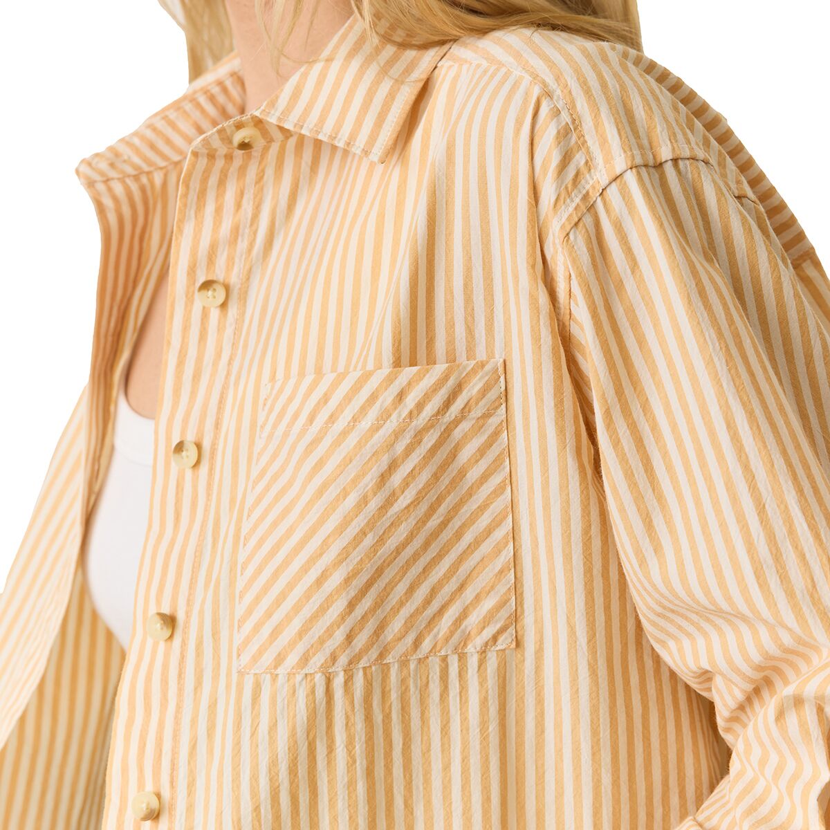 Marine Layer Cropped Poplin Stripe Shirt- Women´s