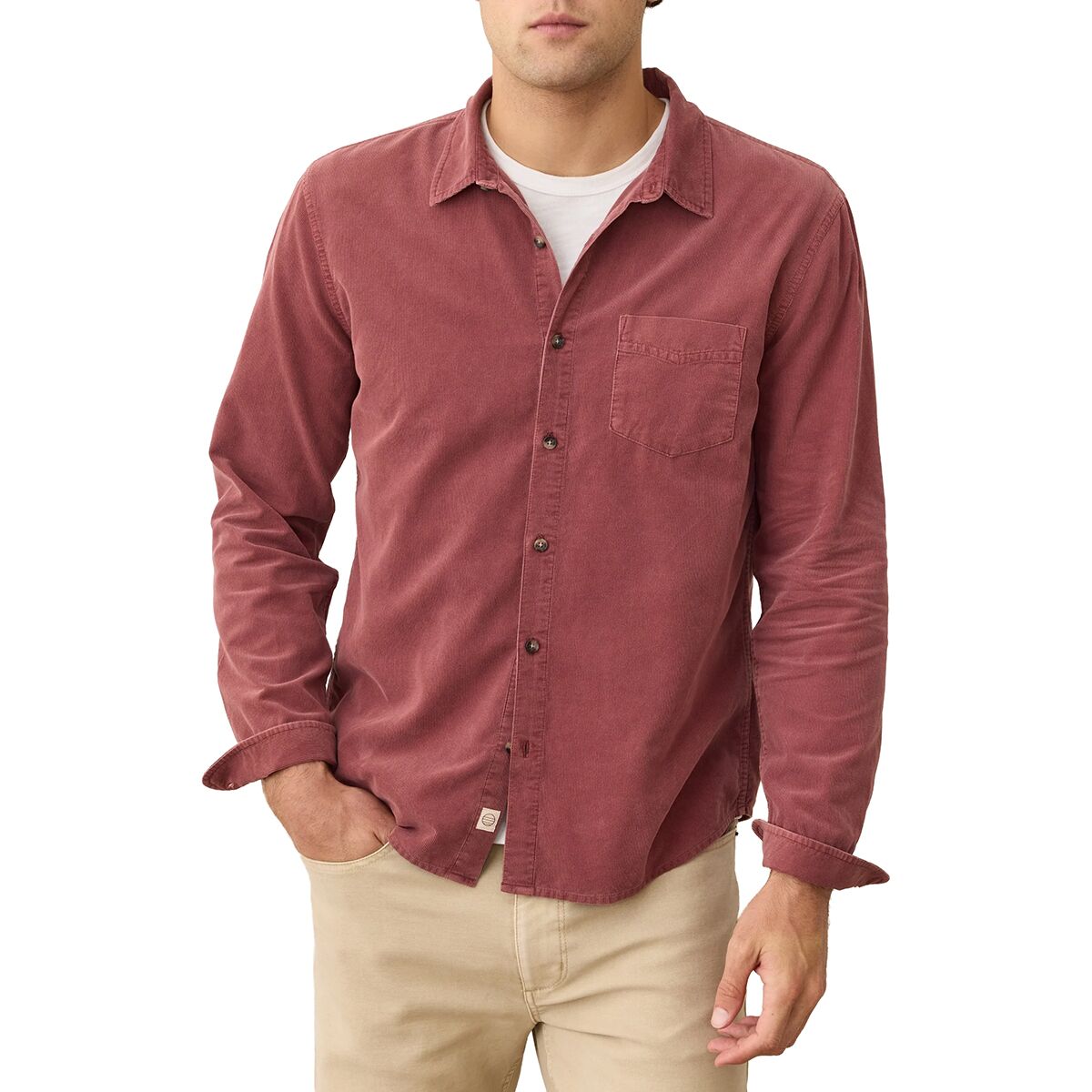 Мужская рубашка Marine Layer Lightweight Corduroy, цвет: Каштаново-рыжий — фото 4