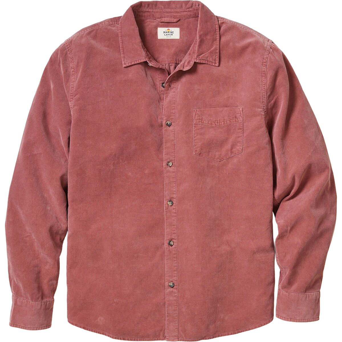 Мужская рубашка Marine Layer Lightweight Corduroy, цвет: Каштаново-рыжий — фото 5