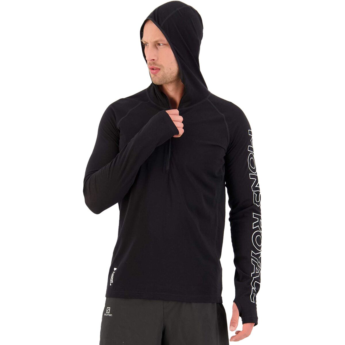 Mons Royale Temple Tech Hood T-shirt à manches longues black