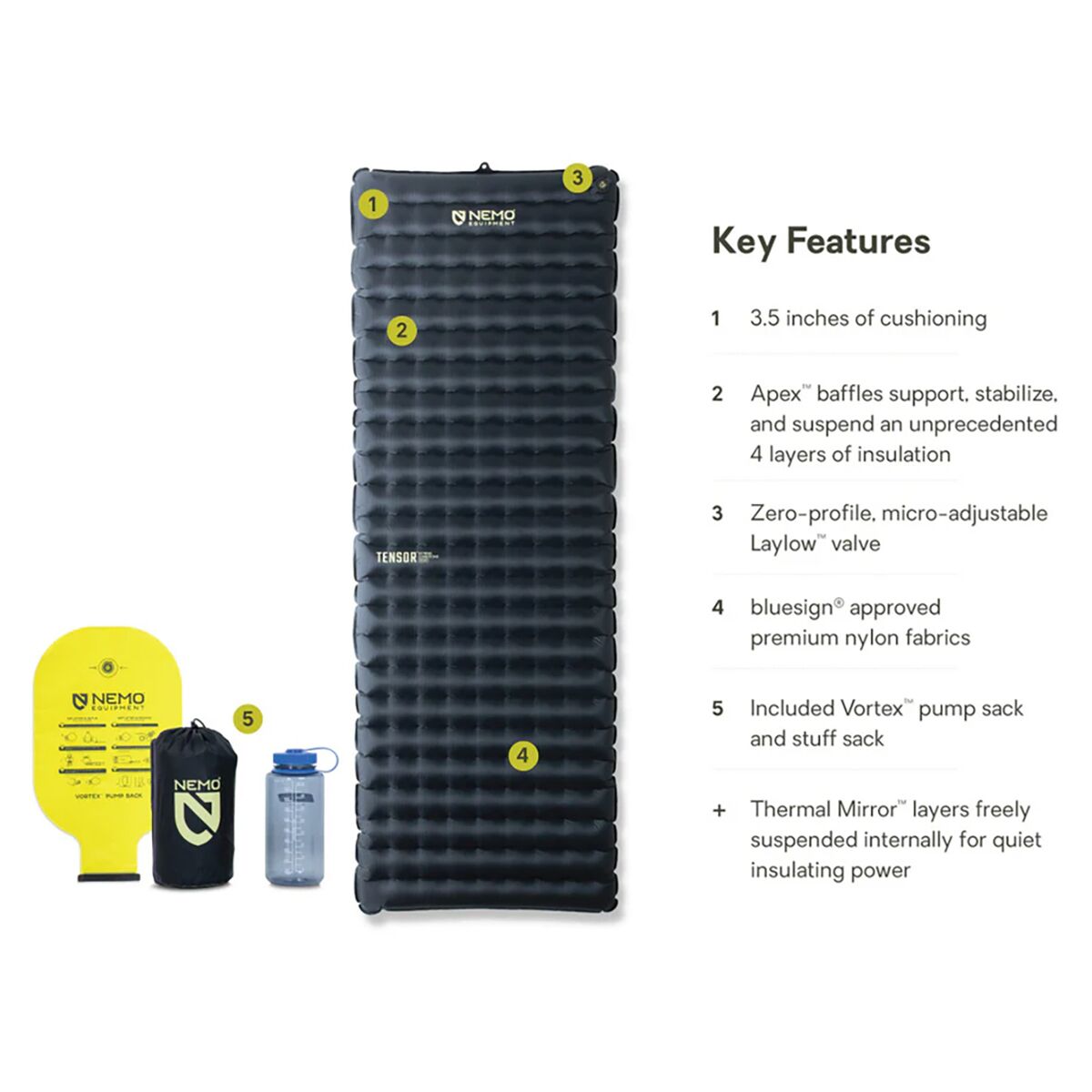 Снаряжение NEMO Equipment Inc. Tensor Extreme Conditions Sleeping Pad, цвет: Чёрный / Берёзовый — фото 3