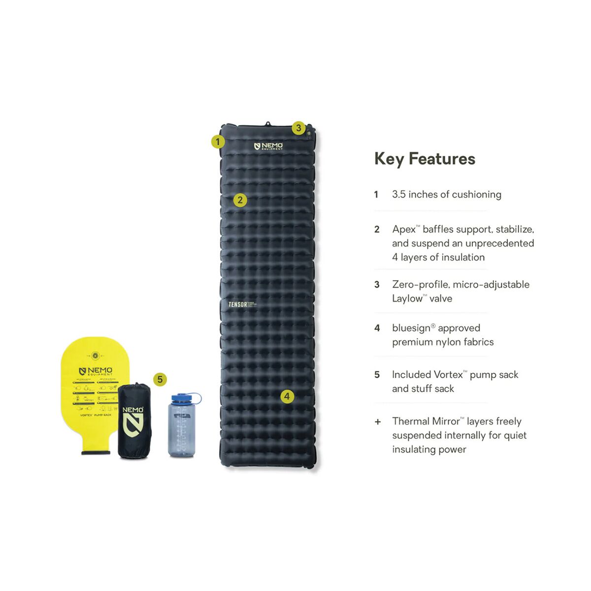 Снаряжение NEMO Equipment Inc. Tensor Extreme Conditions Sleeping Pad, цвет: Чёрный / Берёзовый — фото 2