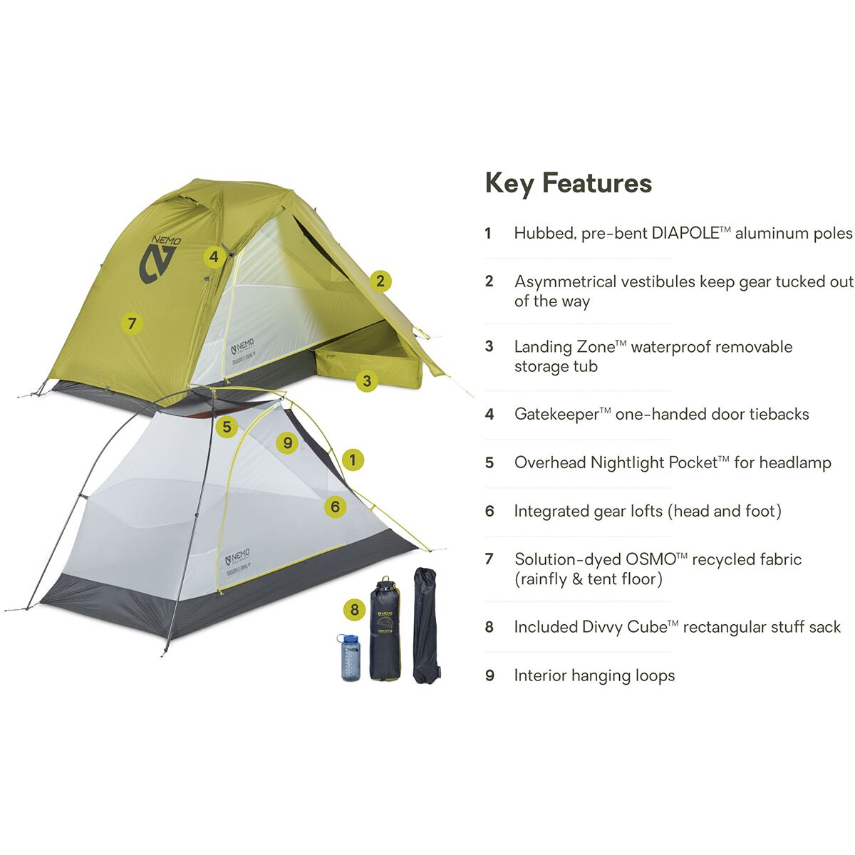 Снаряжение NEMO Equipment Inc. Dragonfly Osmo Tent: 1-Person 3-Season, цвет: Берёзовый — фото 7