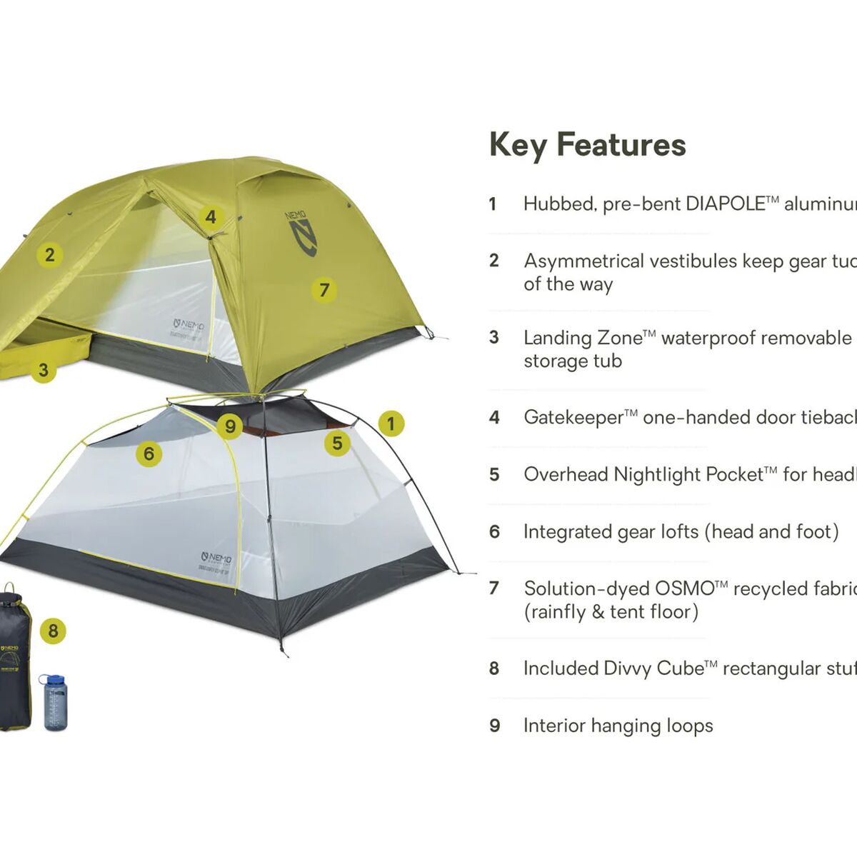 Снаряжение NEMO Equipment Inc. Dragonfly Osmo Tent: 3-Person 3-Season, цвет: Берёзовый — фото 2