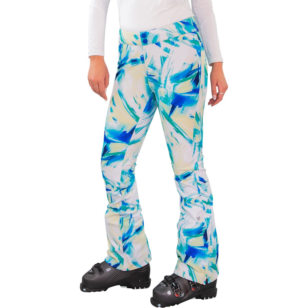 Obermeyer Womens Printed Bond Pant - Fleece Lined Softshell Ski Snow Pants