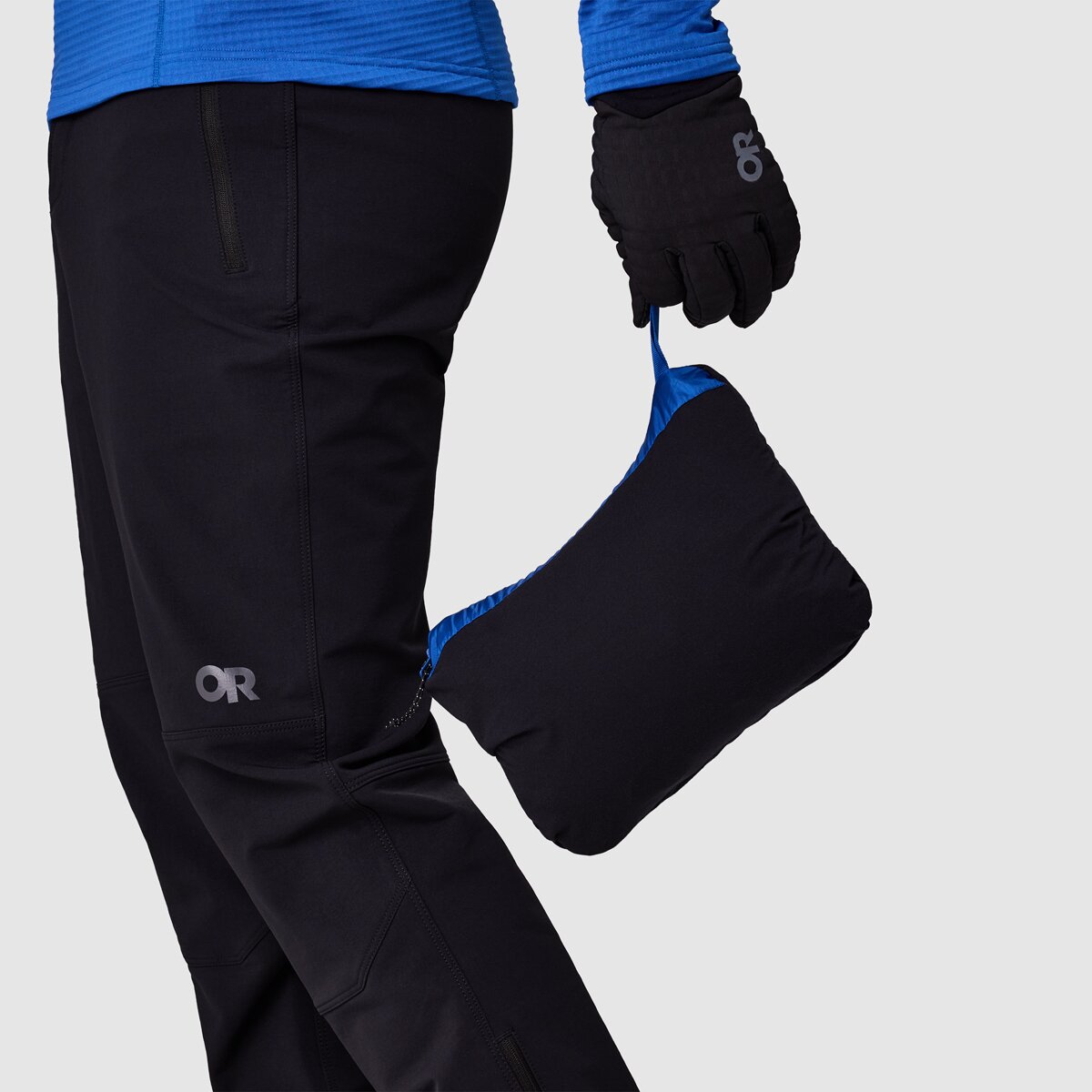 Мужская куртка Outdoor Research Helium Down Hooded, цвет: Azurite / Чёрный — фото 5
