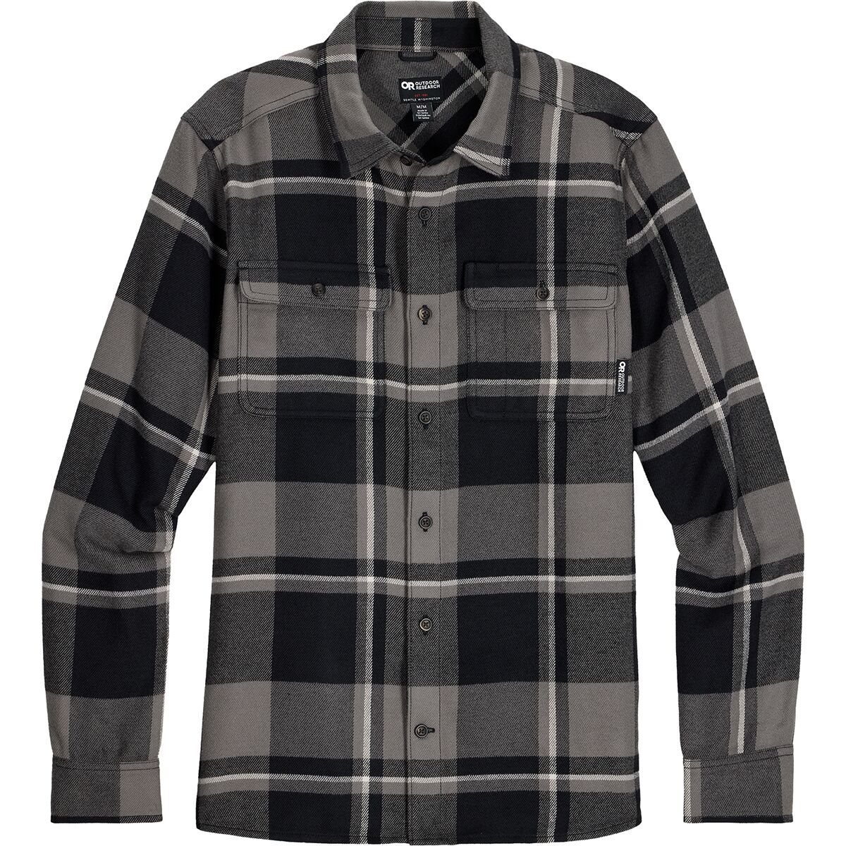 Мужская рубашка Outdoor Research Feedback Flannel Twill, цвет: Чёрный / Оловянный клетчатый — фото 3