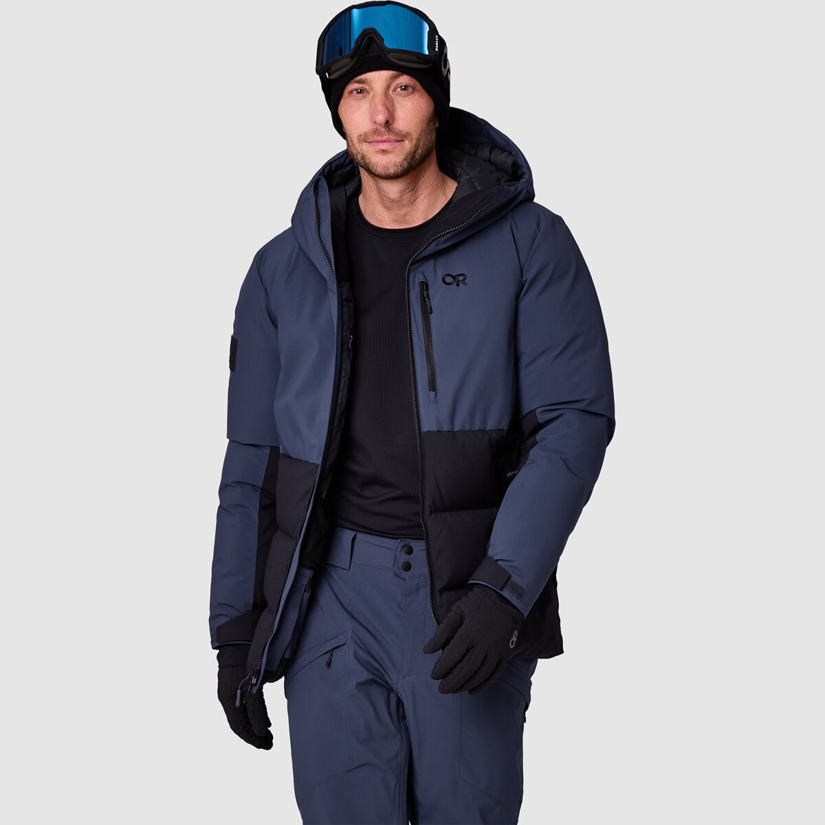Мужская куртка Outdoor Research Snowcrew Down Jacket, цвет: Atlantic / Чёрный — фото 5