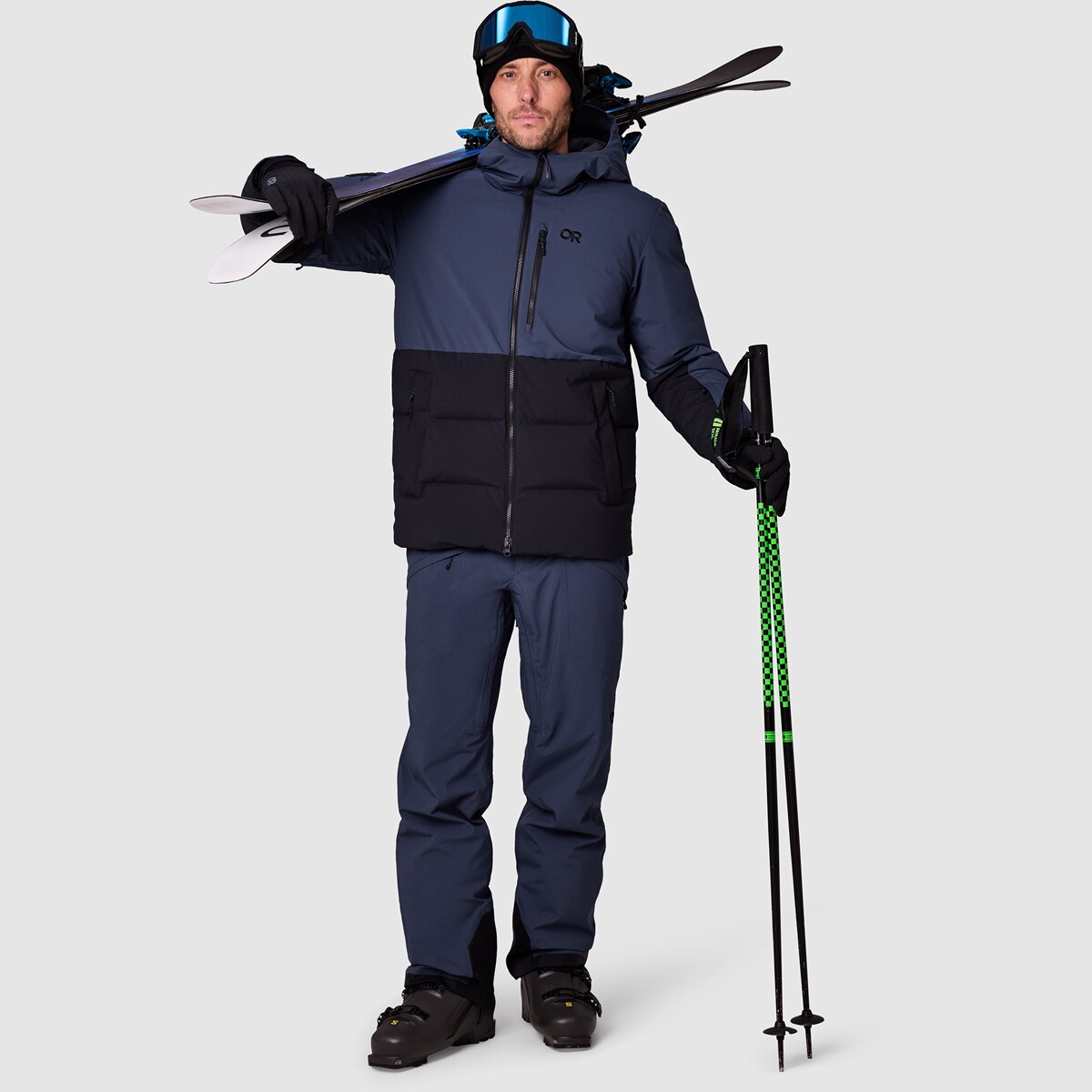 Мужская куртка Outdoor Research Snowcrew Down Jacket, цвет: Atlantic / Чёрный — фото 6