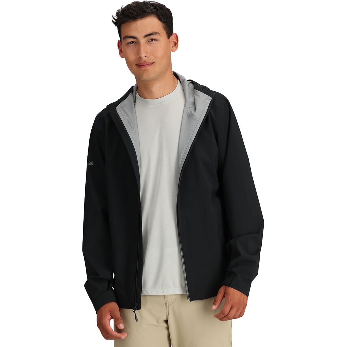 Мужская куртка Outdoor Research Stratoburst Stretch Rain Jacket, цвет: Чёрный — фото 5