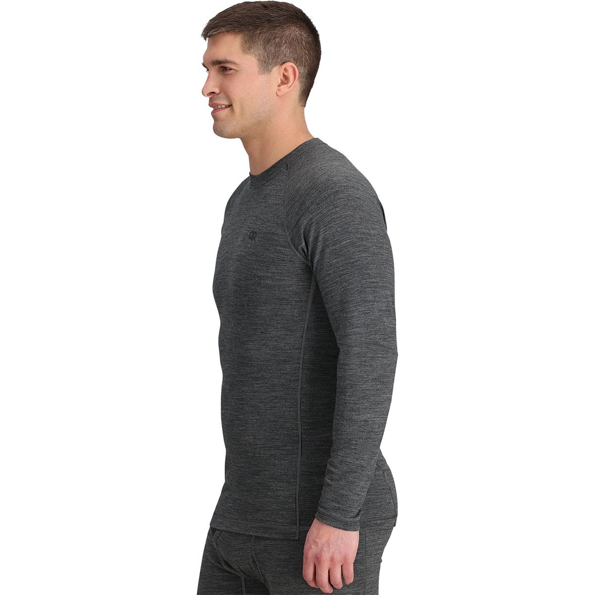 Мужской топ Outdoor Research Alpine Onset Merino 150 Crew, цвет: Чёрный меланжевый — фото 4