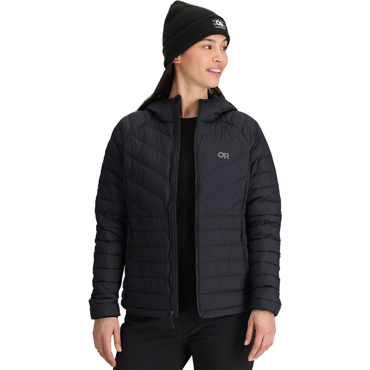 Женская куртка Outdoor Research Transcendent Down Hooded, цвет: Чёрный — фото 4